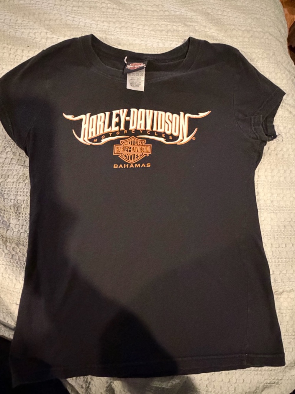 Harley-Davidson Black Tee with Orange and White Logo